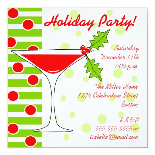 holiday party holly cocktail invitation zazzle com holiday cocktail party invitations
