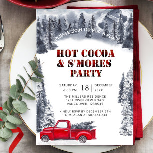 Holiday Party, Hot Cocoa and S mores Buffalo Plaid Invitation