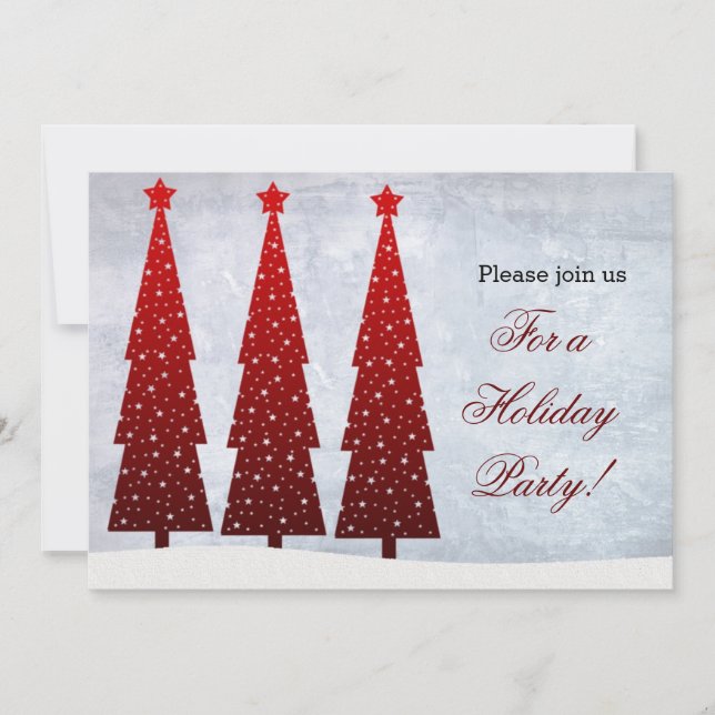 Holiday Party Invitation - 3 red trees (Front)