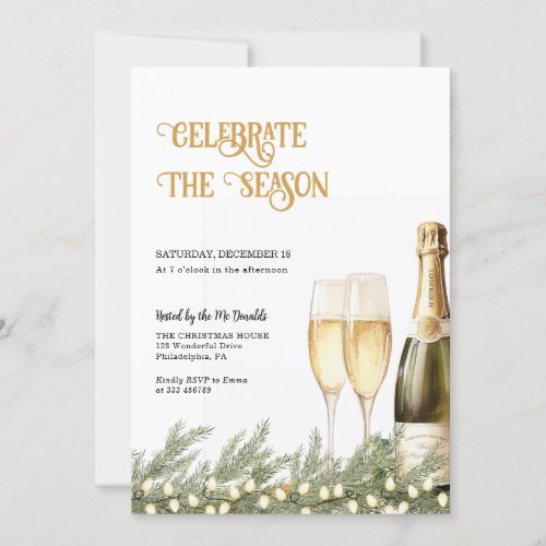 Holiday Party Invitation Bubbly Champagne