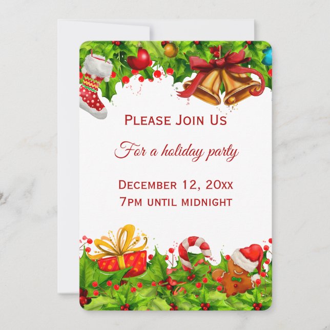 Holiday Party Invitation Business or Personal  (Front)