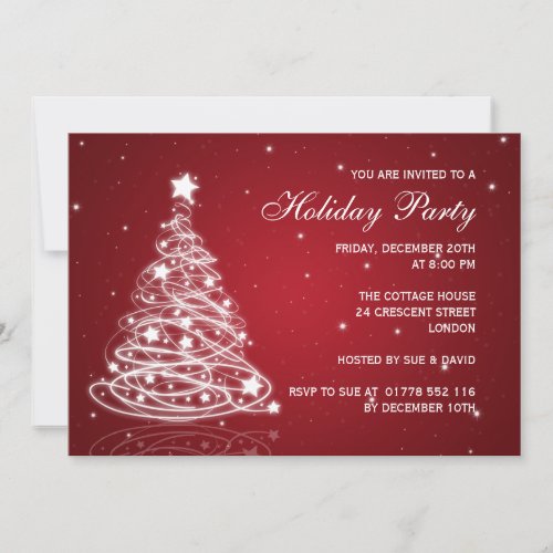Holiday Party Invitation Christmas Tree Red Announcements