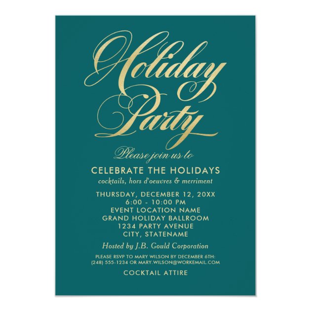 Holiday Party Invitation | Elegant Gold Script