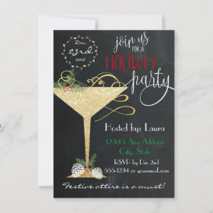 Holiday Party Invitation - Faux Glitter