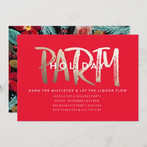 HOLIDAY PARTY INVITATION  GOLD FOIL