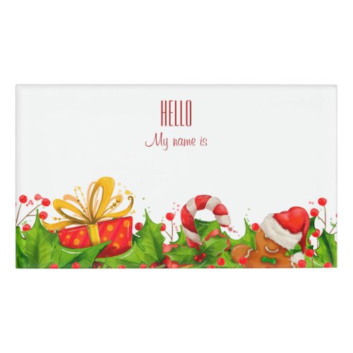 Holiday Party Invitation HELLO name tags