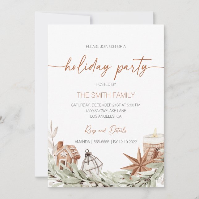 Holiday Party Invitation, Holiday Dinner  Invitati Card (Front)