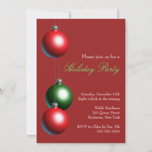Holiday Party Invitation on Cranberry Red
