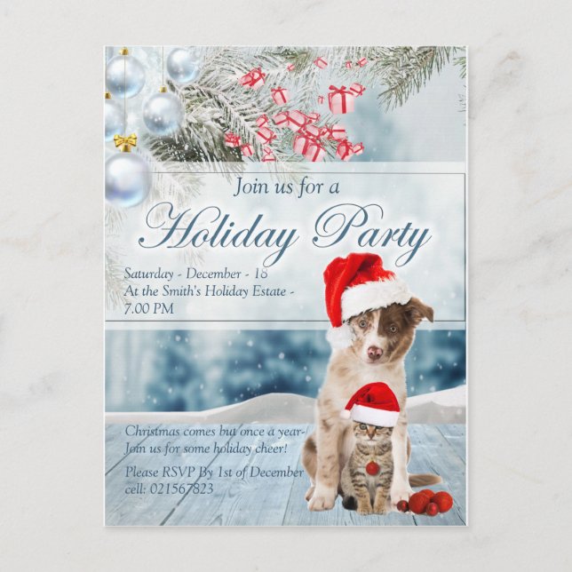 Holiday Party Invitation Postcard (Front)