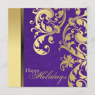 Holiday Party Invitation - Purple & Gold Swirls