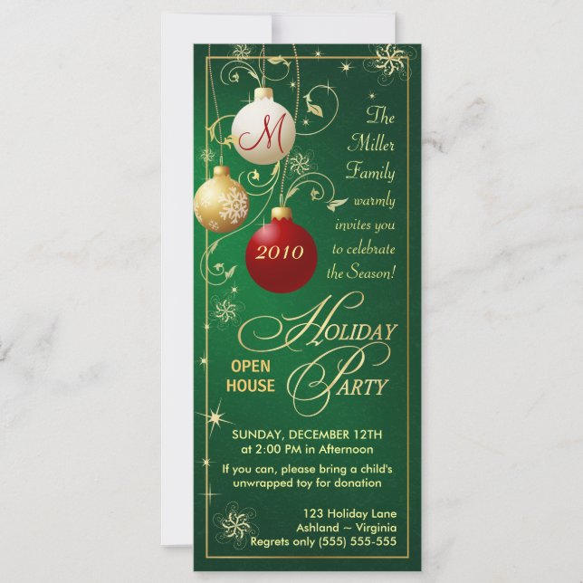 Holiday Party Invitations - Open House (Front)