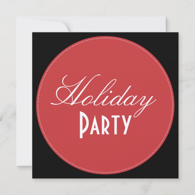 Holiday Party invitations, red + green dot Invitation (Front)