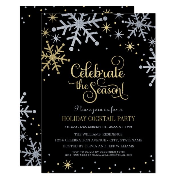 Holiday Party Invitations | Silver And Gold Colors