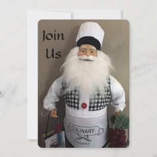HOLIDAY PARTY INVITE WITH SANTA AS A CHEF