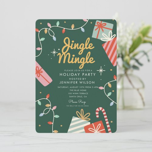 Holiday Party Jingle Mingle Christmas Light Candy Invitation