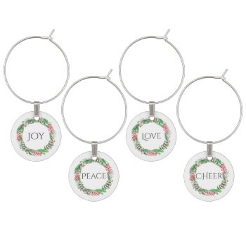 Holiday Party Joy Peace Love Cheer Wine Charm by clever_bits at Zazzle