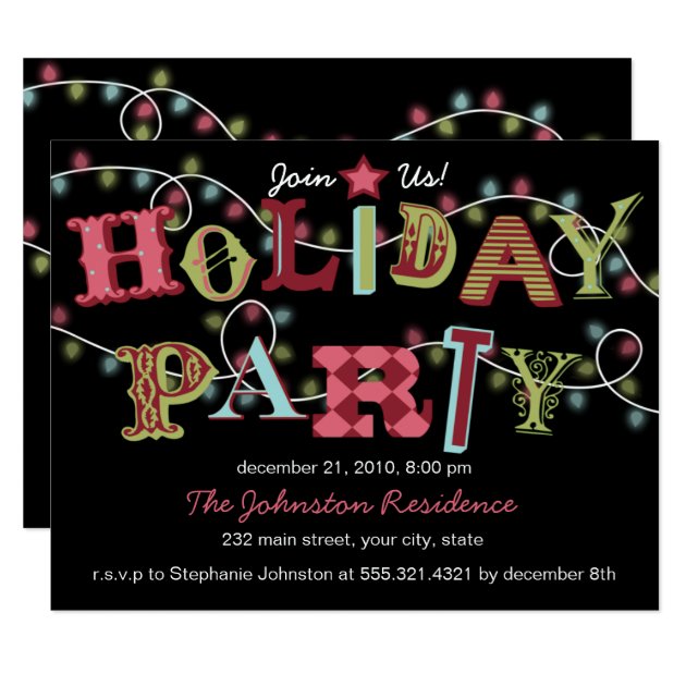 Holiday Party Lights - Modern Party Invitation