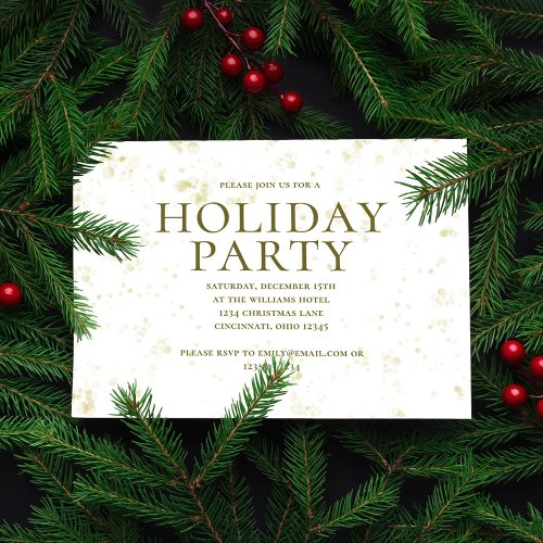 Holiday Party Minimalist Gold Confetti Invitation