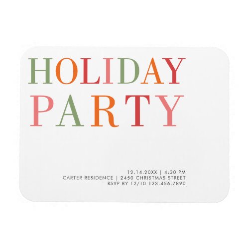 Holiday Party Minimalist Modern Typography Simple Magnet