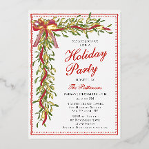 Holiday Party Mistletoe Bow Modern Christmas Party