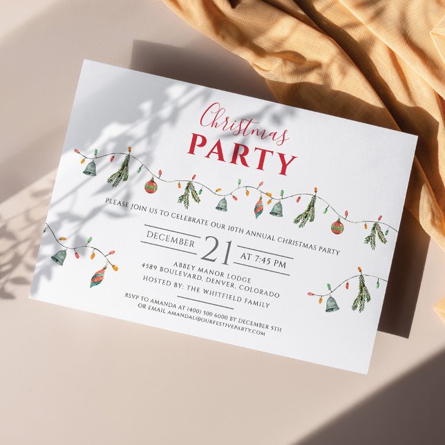 Holiday Party Modern Budget Christmas Invitation Flyer (Rustic Christmas Party Invitation Flyer)