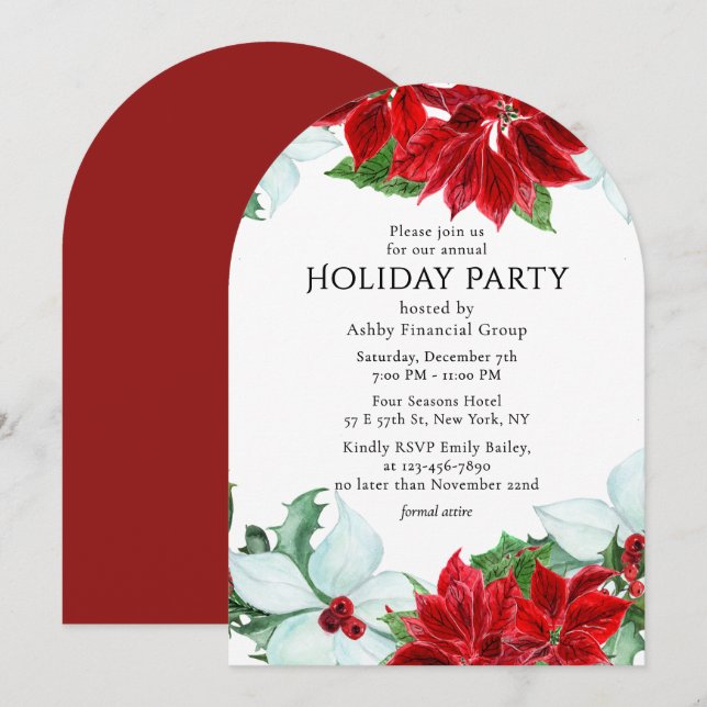 Holiday Party Modern Corporate Christmas Party Invitation (Front/Back)