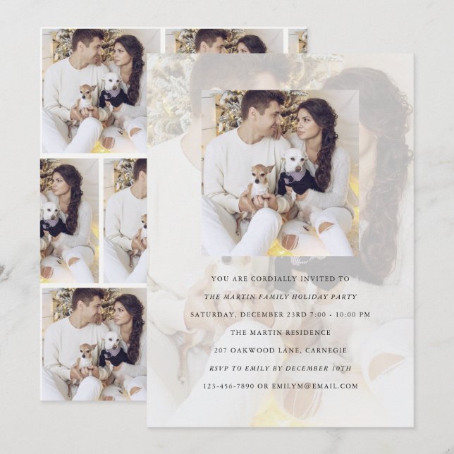 Holiday Party Multi Photo Invitation with Overlay (Front/Back)