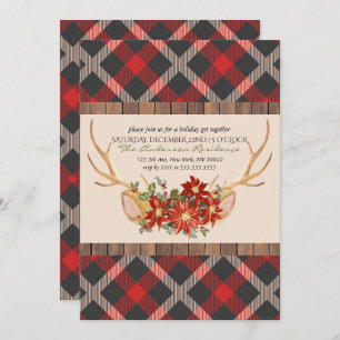 Holiday Party Oh Deer Woodland Antlers Invitation
