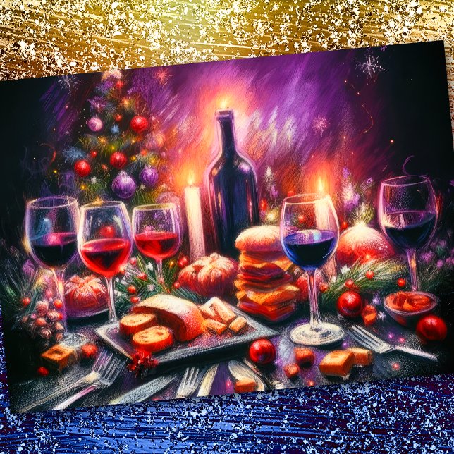 Holiday Party Pastel Drawing Purple Invitation (Creator Uploaded)