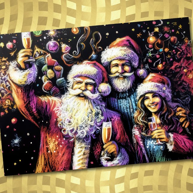 Holiday Party Pastel Drawing Santa Invitation (Creator Uploaded)