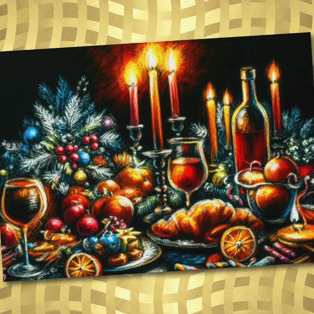 Holiday Party Pastel Drawing Tablescape Invitation (Creator Uploaded)