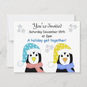 Holiday Party Penguin Invitations