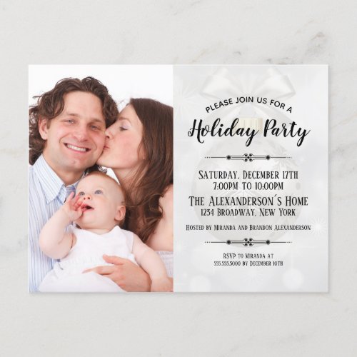 Holiday Party Photo Winter Wonderland Invitation Postcard