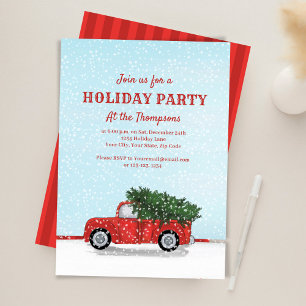 Holiday Party Red Truck Classic Custom Invitation