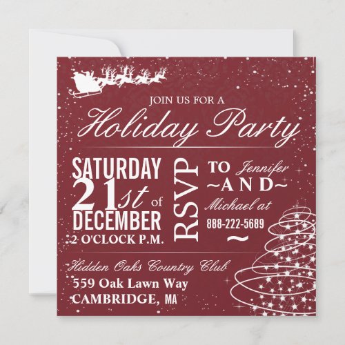 Holiday Party Santa Sleigh Christmas Party Invites