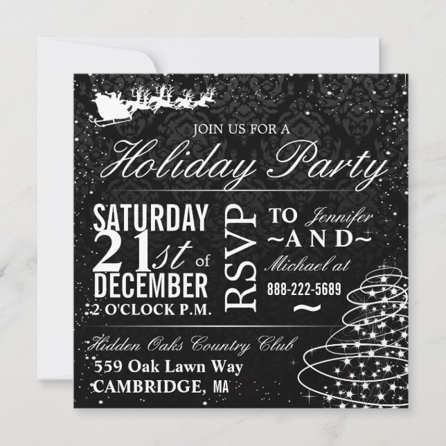 Holiday Party Santa Sleigh Christmas Party Invites (Front)