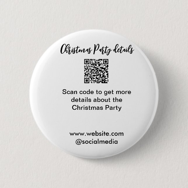 Holiday party Scan QR code details website social  Button (Front)
