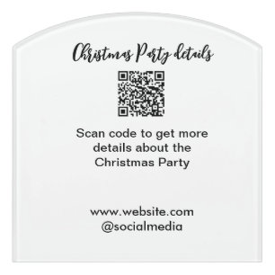 Holiday party Scan QR code details website social Door Sign