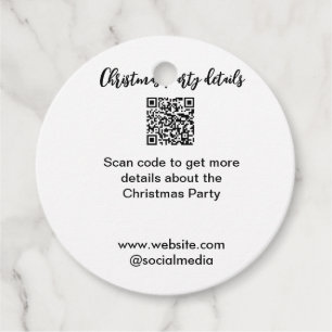 Holiday party Scan QR code details website social Favor Tags