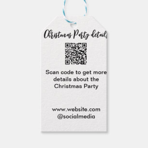 Holiday party Scan QR code details website social  Gift Tags