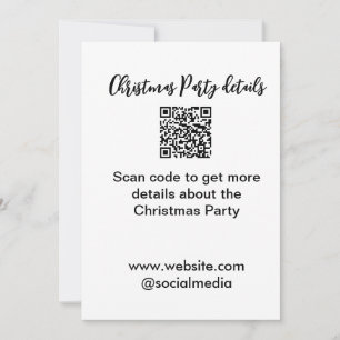 Holiday party Scan QR code details website social  Invitation