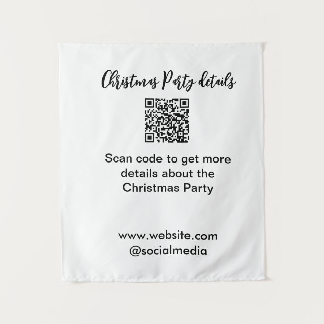 Holiday party Scan QR code details website social  Tapestry (Front)