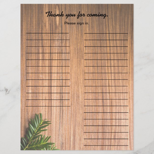 Holiday Party Sign In Sheet (Front)