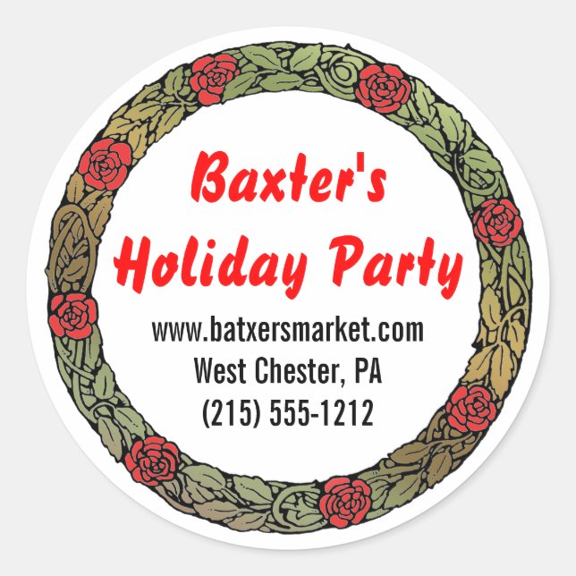 Holiday Party Snack Mix Customized Classic Round Sticker (Front)