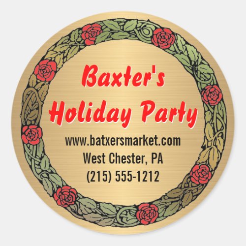 Holiday Party Snack Mix Customized Classic Round Sticker