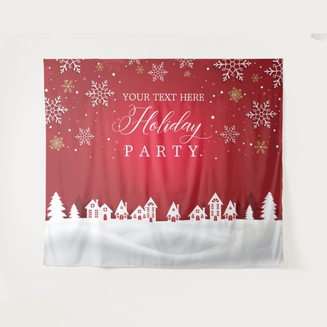 Holiday Party snowflakes photobooth backdrop (Front (Horizontal))