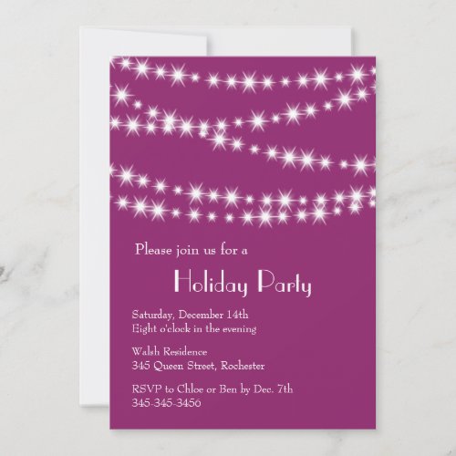 Holiday Party Twinkle Lights magenta Invitation