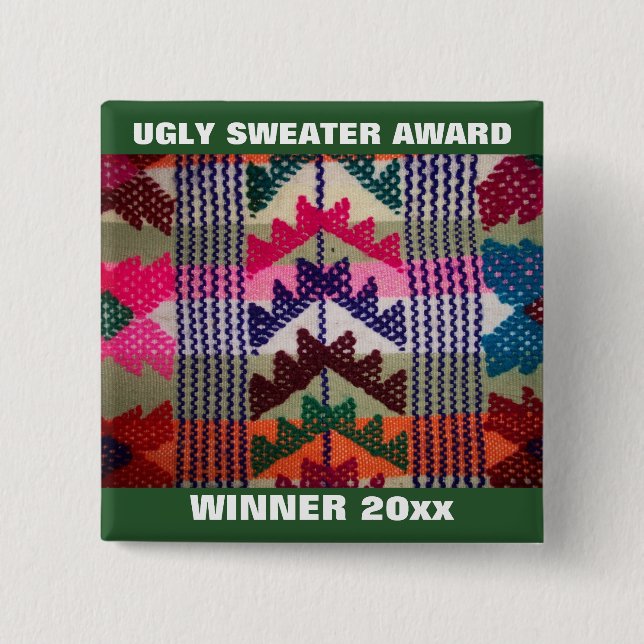 Holiday Party Ugly Sweater Contest Winner Award Pinback Button (Front)