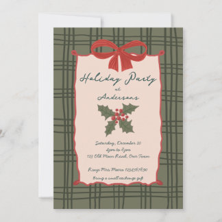 Holiday party vintage retro stripes christmas invitation