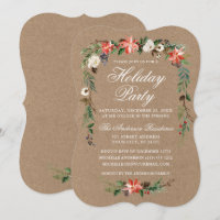 Holiday Party Watercolor Poinsettia Kraft